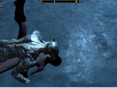 Iron statue hard fuck girl in Skyrim porn game