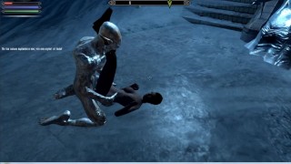 Estátua de ferro foda garota difícil no jogo pornô Skyrim