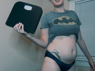 chubby milf, flawless melissa, belly stuffing, weight scale