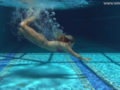 Mary Kalisy Russian Pornstar swims naked in the pool