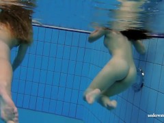 Katka and Kristy underwater swimming babes