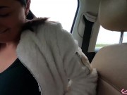Preview 1 of Horny Babe Sucking Dick Stranger in the Taxi - Cum in Mouth