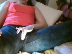 Post-workout masturbation and pissing through trousers