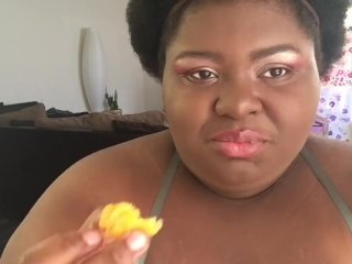 EBONY BBW SLURPS ON FROZEN TREATwith sound