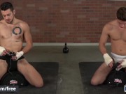 Preview 1 of Mencom - Fit men Dante Colle & Michael DelRay bareback fuck in the gym