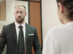Video Mean Boss Makes Her Employee Cheat On His GF And Ass Fuck Her At The Office