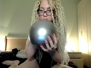 balloon blow, amateur, solo female, kink