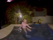 Preview 3 of VRB TRANS Tiny Redhead Playing With Glass Dildo In Jacuzzi VR Porn