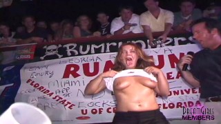 Hot Coeds Bare Tits & Ass In Crowd Roaring Wet T Contest Part 1