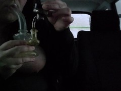 Tits out while smoking a dab