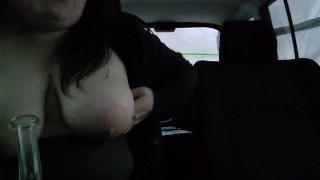 Tits out while smoking a dab