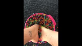 Messy squishy foot play