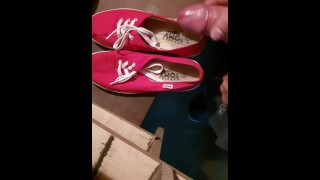 Cum in red shoes