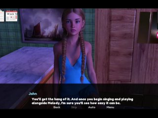 gameplay, visual novel game, blonde teen, cartoon