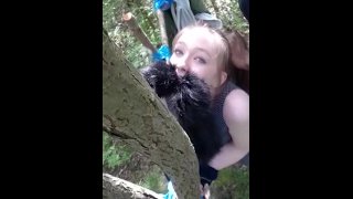 Slutty teen fucks bbc in the woods