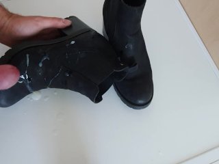 cum in shoes, leather boots, exclusive, ankle boots