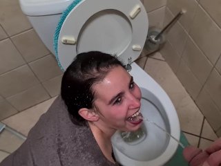 fetish, toilet slave, face piss, chubby