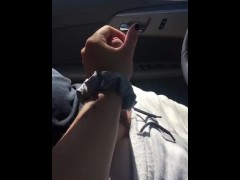 Wife gives Husband handjob in CAR