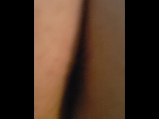 Fingering my BBW wife’s tight pussy.  Panties moved down