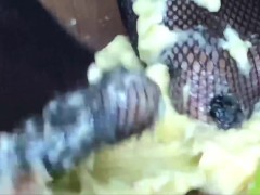 foot covered in banana goo