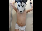 Preview 3 of Bound pup holding his pee
