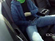 Masturbation innocent girl got on a spy cam in Uber, public play with pussy