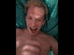 Very horny skinny teen cums in his mouth and has it dripping down his chin