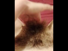 Self Spanking a VERY HAIRY Pink Pussy Barehand Bush Slaps
