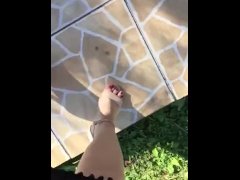 Showing my legs and feet walking! Sunny day! tici_feet IG tici feet