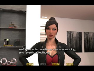 visual novel, brunette small tits, gameplay, cartoon