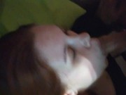 Preview 5 of A young Russian red-haired girl is fucked in the mouth to the throat