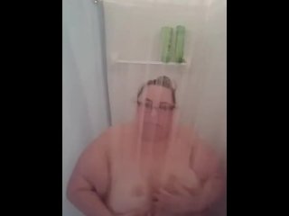 ssbbw big tits, ssbbw belly, shower, big tits