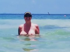 Julia Ann topless at the beach