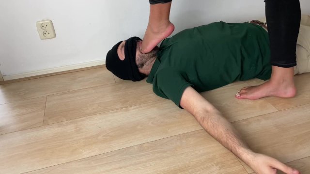 Watch Bondage Video:Goddess Lauren Foot Gagging - foot fetish feet worship slave trample