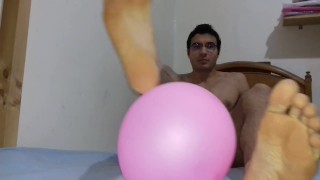 Playing With A Pink Ballon By Hot Gay Feet