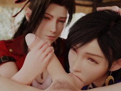 Tifa Lockhart and Aeris Gainsborough Final Fantasy 7 Blowjob Animation