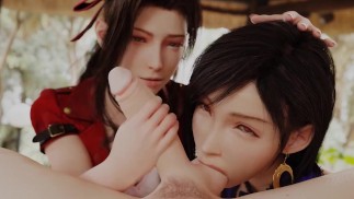 Tifa Lockhart und Aeris Gainsborough Final Fantasy 7 Blowjob Animation