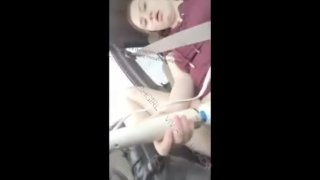 19-Year-Old Camgirl In Public Orgasm Upskirt Pussy Play With A Hitachi Vibrator In Her Car