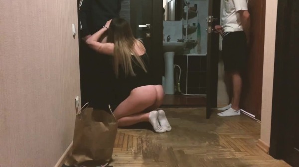 Delivery Man Cum Inside Me While My Husband Watching - LuvGaru thumbnail