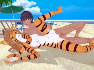3d hentai, cartoon, anime, nude on the beach
