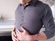 Preview 1 of Husband comes home from work, shirt was too tight, veins popping cum eating