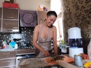 Preview 6 of Babe Showing her Sexy Body while Cooking Pizza - Homemade