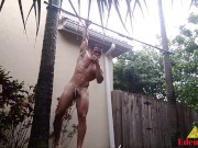 Preview 6 of Man Soaking Wet & Naked in the Rain While Doing Pull-ups Eden Adonis