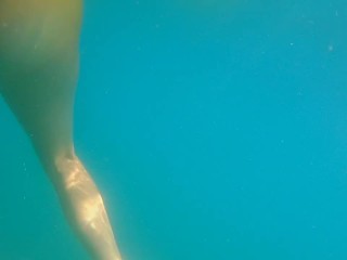 Underwater PUSSY PLAY at Public_Beach # FUN from Risky Public Exhibitionism