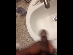 Long BBC jerks off in the bathroom pt.1