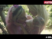Preview 1 of A Girl Knows - Angel Piaff And Busty Nathaly Cherie Hot Outdoor Lesbian Sex