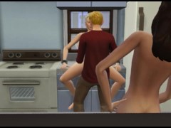 Fucking my wife in turn in the kitchen | wicked whims sims 4