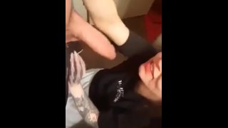  White girl swallowing boyfriends cock