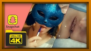 故事Snapchat＃31猫手淫后在她的嘴里拿笔