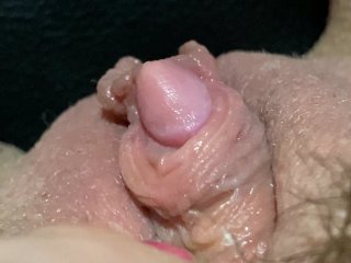big clit, hairy, solo female